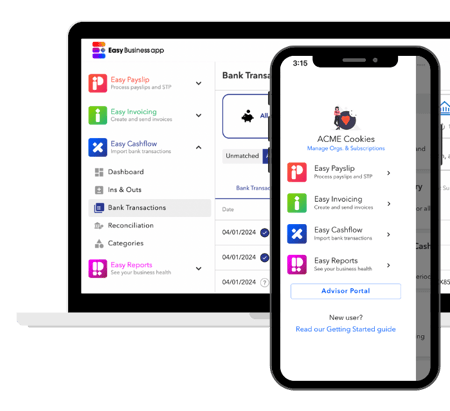 Product image showing Easy Business App vs MYOB Solo