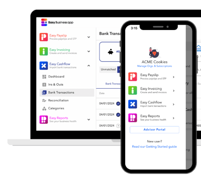 Easy Cashflow - Menus - Laptop and Phone